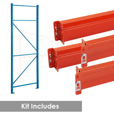 96"W x 42"D x 96"H Teardrop Add-On Pallet Rack Kit | 6080 lb Capacity Per Level