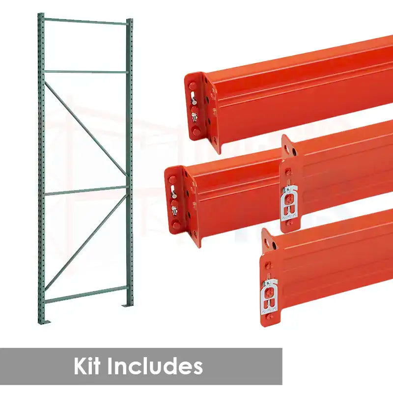 96"W x 42"D x 120"H Teardrop Add-On Pallet Rack Kit | 6080 lb Capacity Per Level